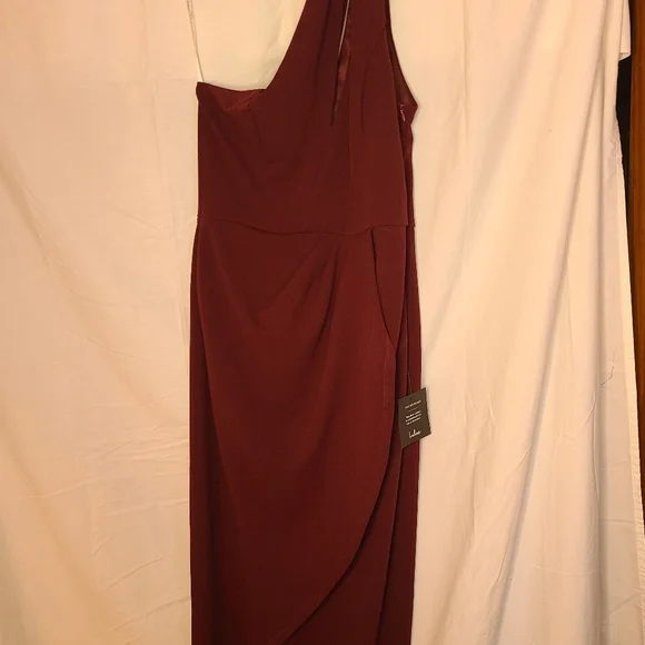 Lulus Burgundy One-Shoulder Cutout Asymmetrical Dress Size Medium - Picture 12 of 12